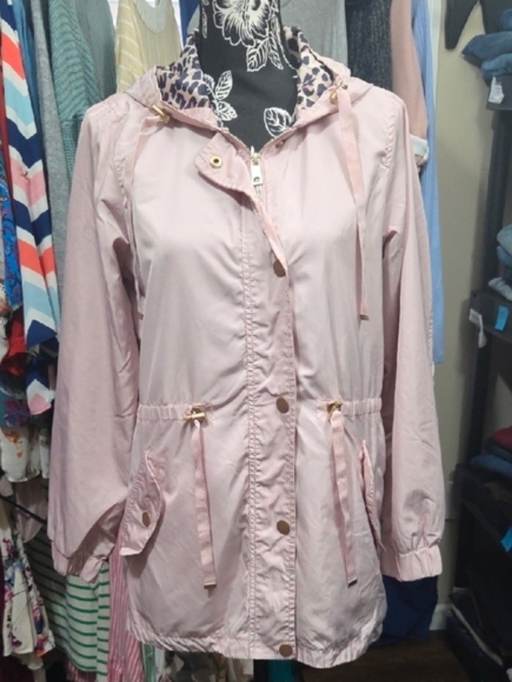 Time and Tru Light Pink Hooded Utility Jacket